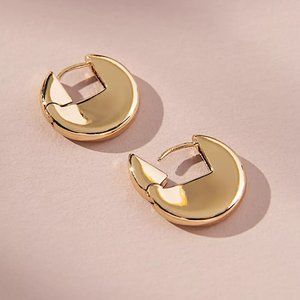 NEW ~ Anthropologie Gold Disc Hoop Huggie Earrings